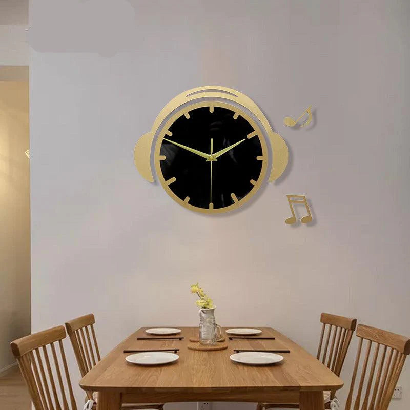 Headphone DJ Silent Wall Clock — 12" Acrylic