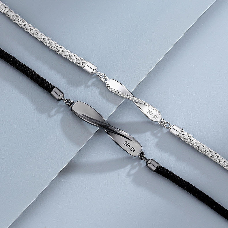 Personalized Mobius Infinity Couple Bracelets Set - Sterling Silver