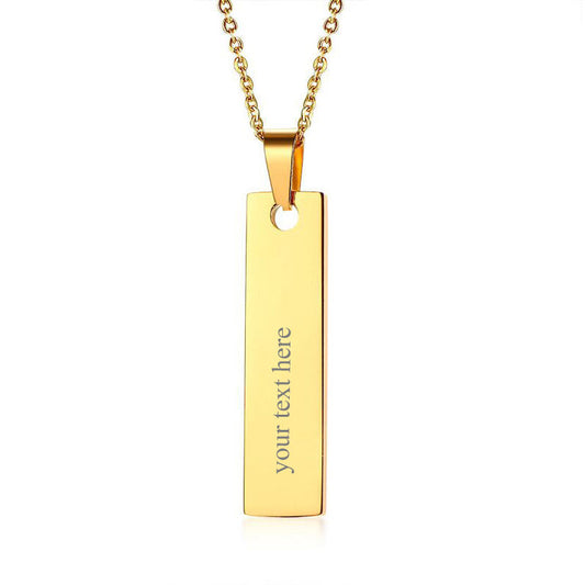 Name Engraved Bar Pendant Necklace