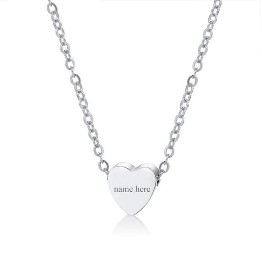 Engraved Dainty Heart Necklace for Her