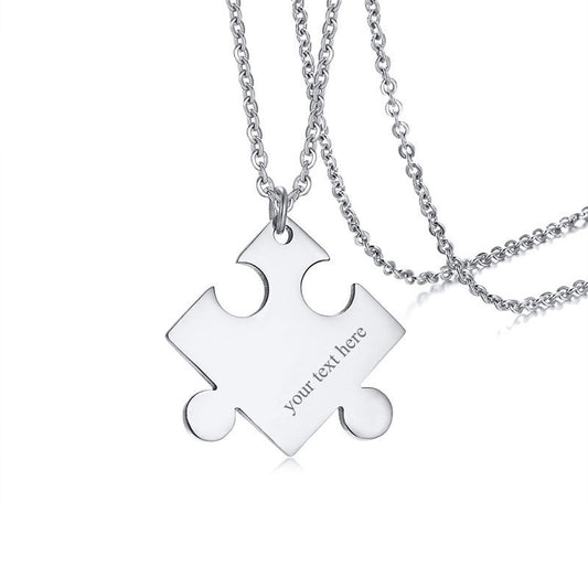 Engraved Jisaw Puzzle Pendant Necklace