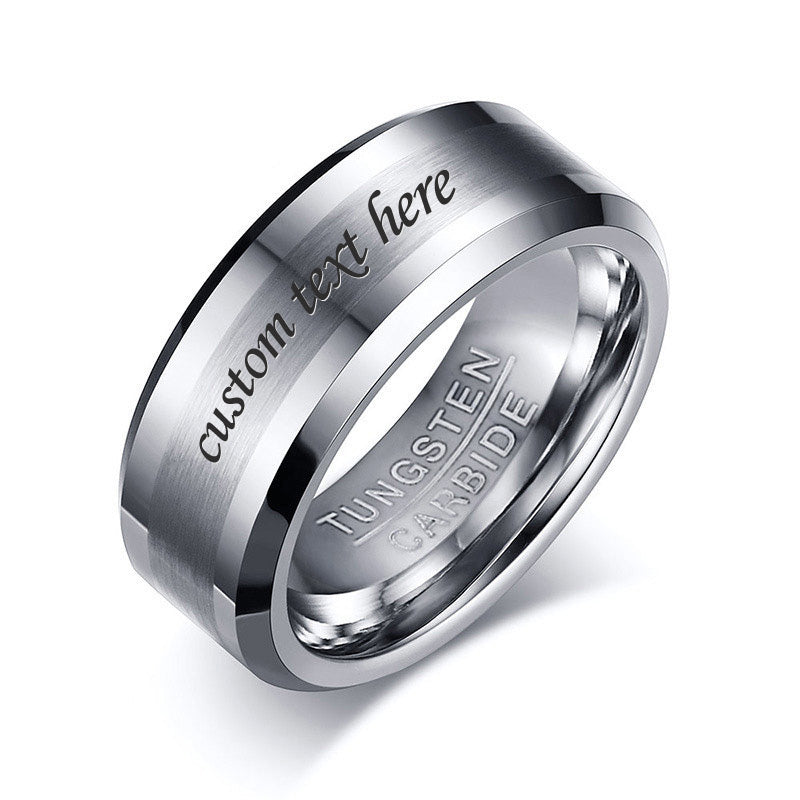 Mens Custom Name Ring Tungsten