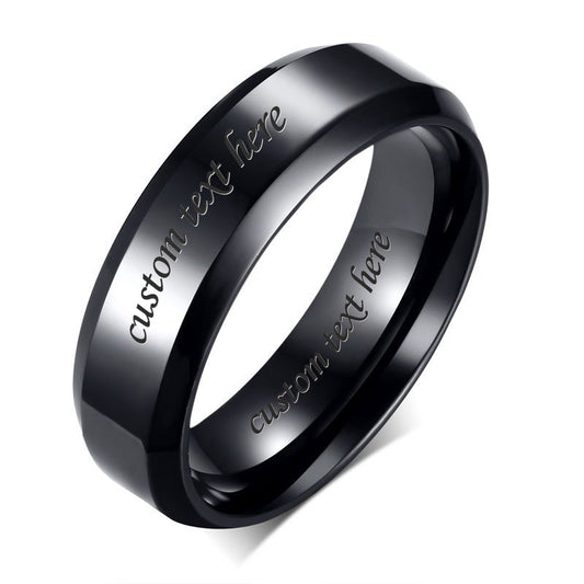 Engraved Mens Simple Ring Titanium