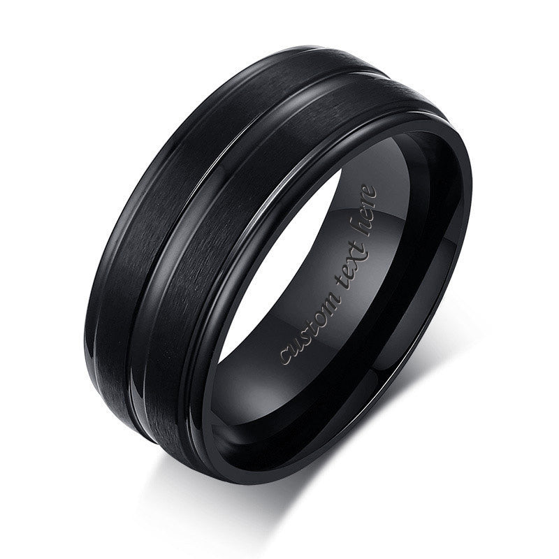 Personalized Engraved Mens Ring Black