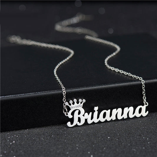 Crown Name Necklace - Personalized 18K Gold