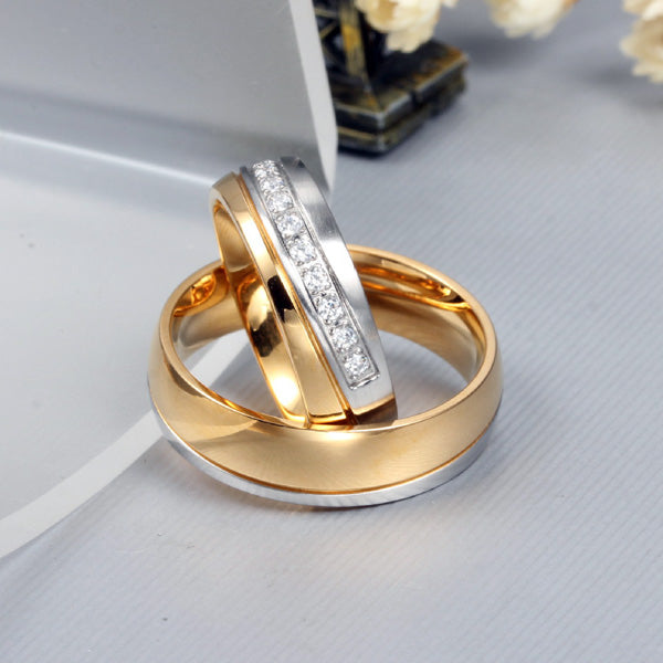 Engraved Matching Titanium Marriage Rings for Couple