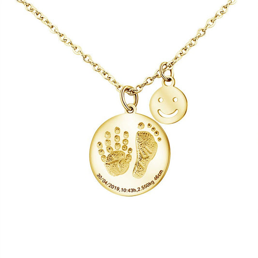 Custom Baby Footprint Pendant Necklace for Mom
