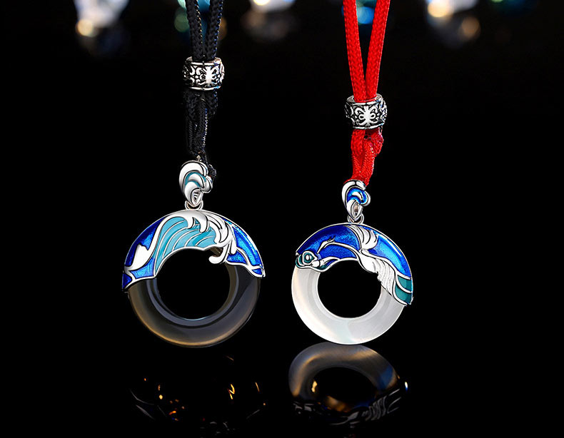 Ocean Waves Matching Couple Necklaces Gift Set
