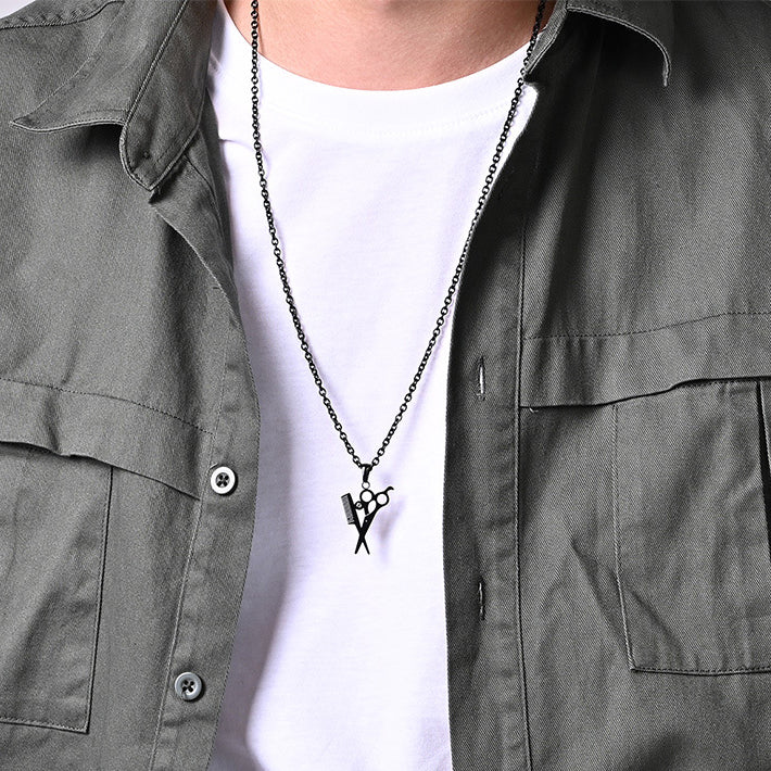 Engravable Mens Necklace Gift for Hairstylist
