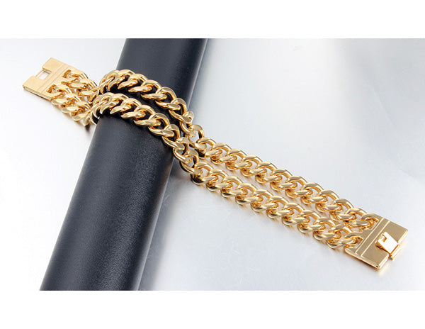 Mens Bracelet Stainless Steel Gold