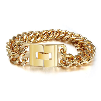 Mens Bracelet Stainless Steel Gold