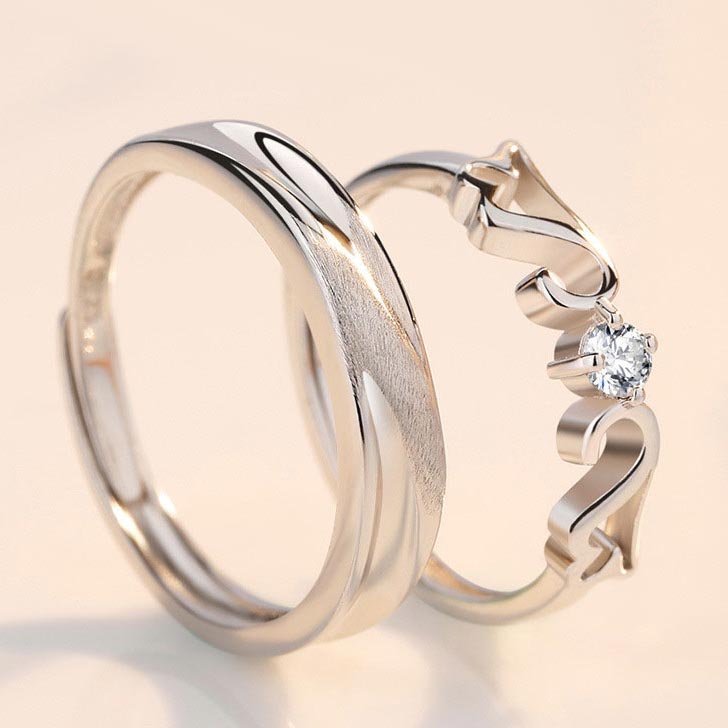 Angel Wings Couple Wedding Bands for 2