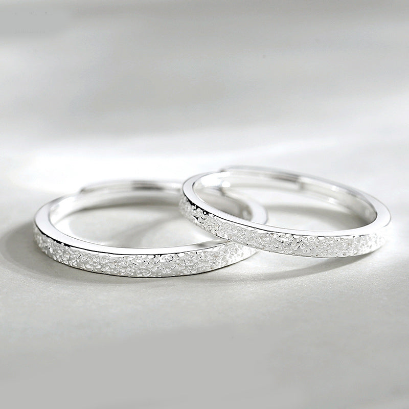 Custom Matching Frosted Promise Rings Set for Couples