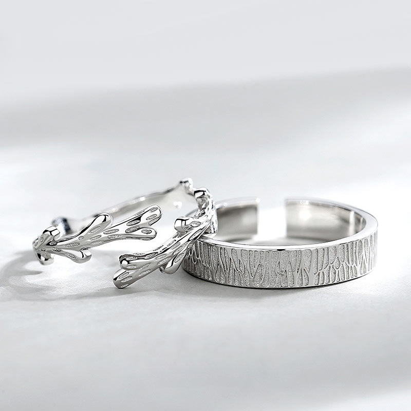 Matching Couple Rings Jewelry Gift Set (Adjustable Size)