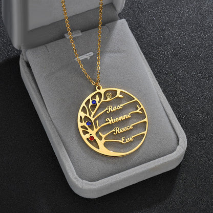 Custom Birthstone Family Tree Necklace for Mom