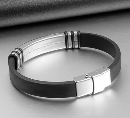 Engraved Leather Silicone Love Wristband for Him