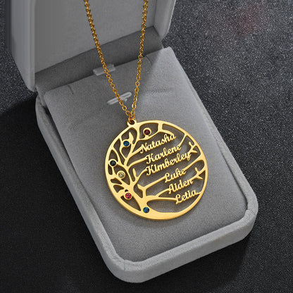 Custom Birthstone Family Tree Necklace for Mom