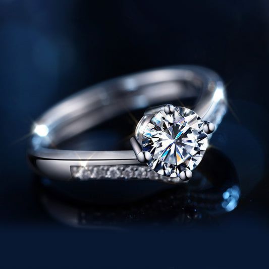 1 Carat Moissanite Diamond Halo Crown Ring