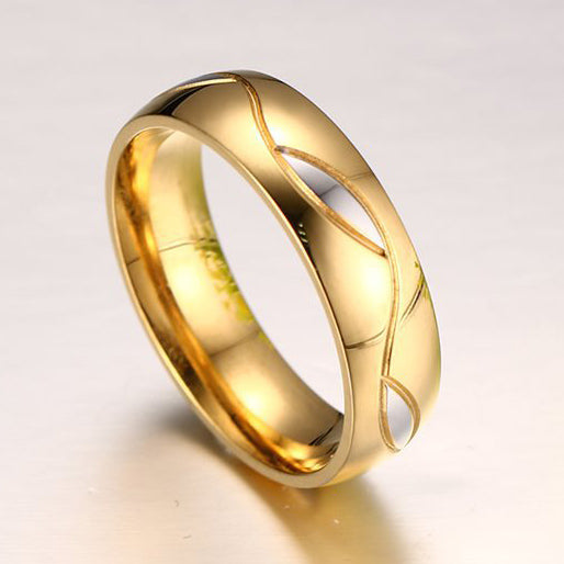 Custom Promise Ring for Him or Her 18K Gold Plated Titanium 6mm