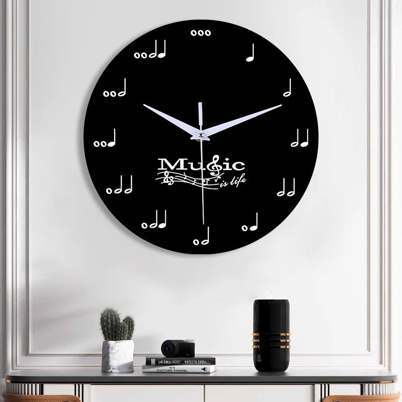 Music Notes Wall Décor Silent Circular Clock – Artistic and Stylish Design
