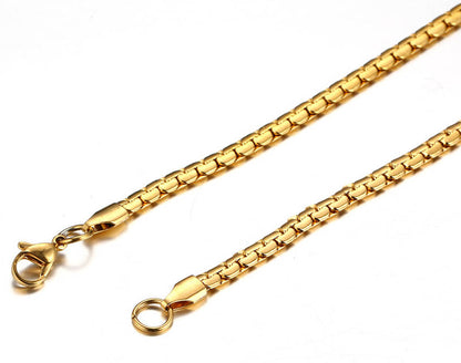 Mens Venetian Box Chain Gold Plated Stainless Steel 60cm