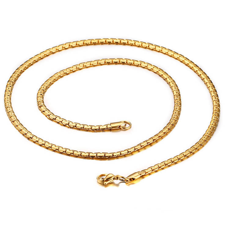 Mens Venetian Box Chain Gold Plated Stainless Steel 60cm