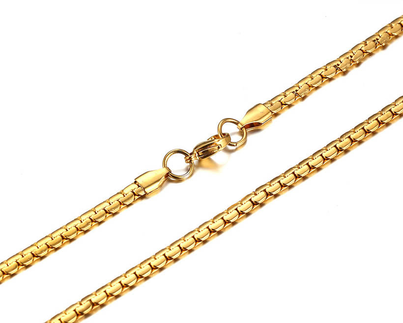 Mens Venetian Box Chain Gold Plated Stainless Steel 60cm