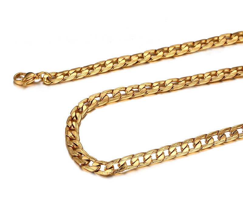Mens Cuban Curb Chain Necklace Stainless Steel 60cm