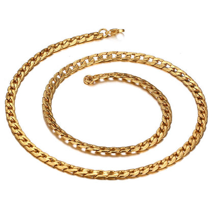 Mens Cuban Curb Chain Necklace Stainless Steel 60cm