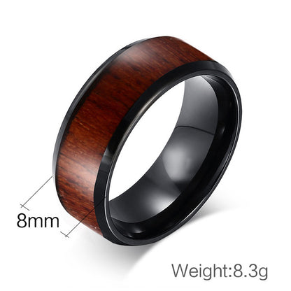 Custom Engraved Mens Wedding Band Tungsten and Wood 8mm