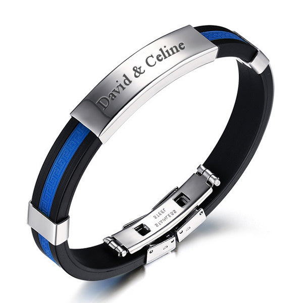 Engraved Mens Silicone Wristband