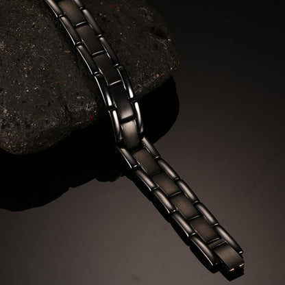 Personalized Magnetic Mens Bracelet Titanium Black