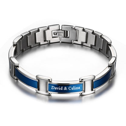 Engraved Bracelet for Guys Stainless Steel