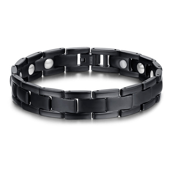 Personalized Magnetic Mens Bracelet Titanium Black