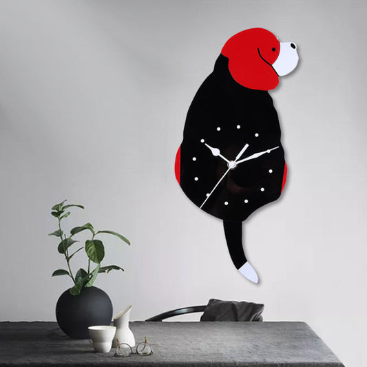 Hanging Dog Tail Silent Pendulum Wall Clock – Playful Canine Design