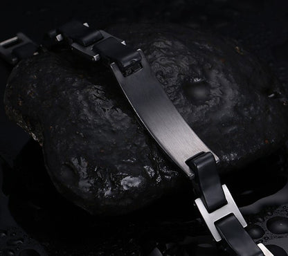 Engraved Mens Promise Bracelet Gift Silicone Black