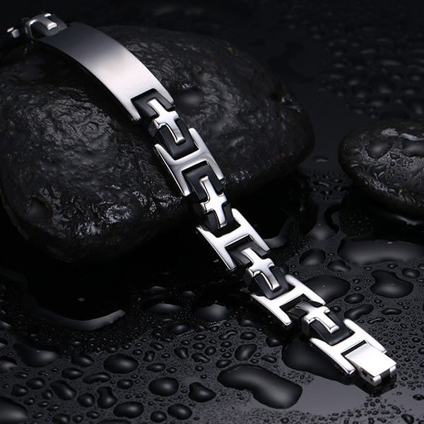 Engraved Mens Promise Bracelet Gift Silicone Black