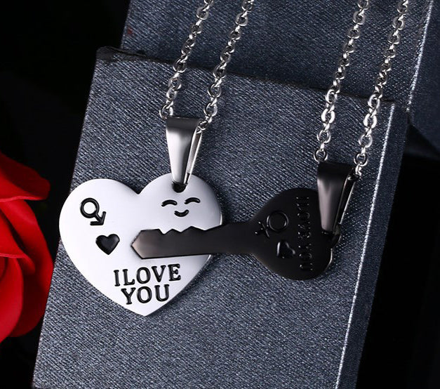 Lock and Key Couple Necklace Gift for Boyfriend Girlfriend