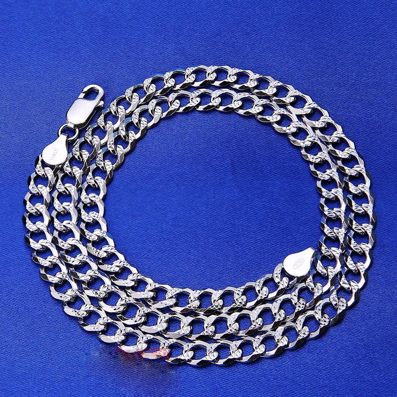 Mens Cuban Curb Chain Necklace Sterling Silver 50cm