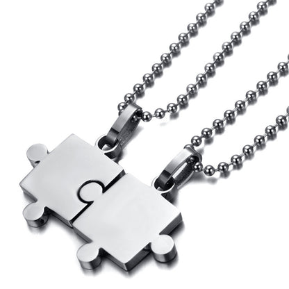 Jigsaw Puzzle Connecting Couples Jewelry Set Custom Engravable