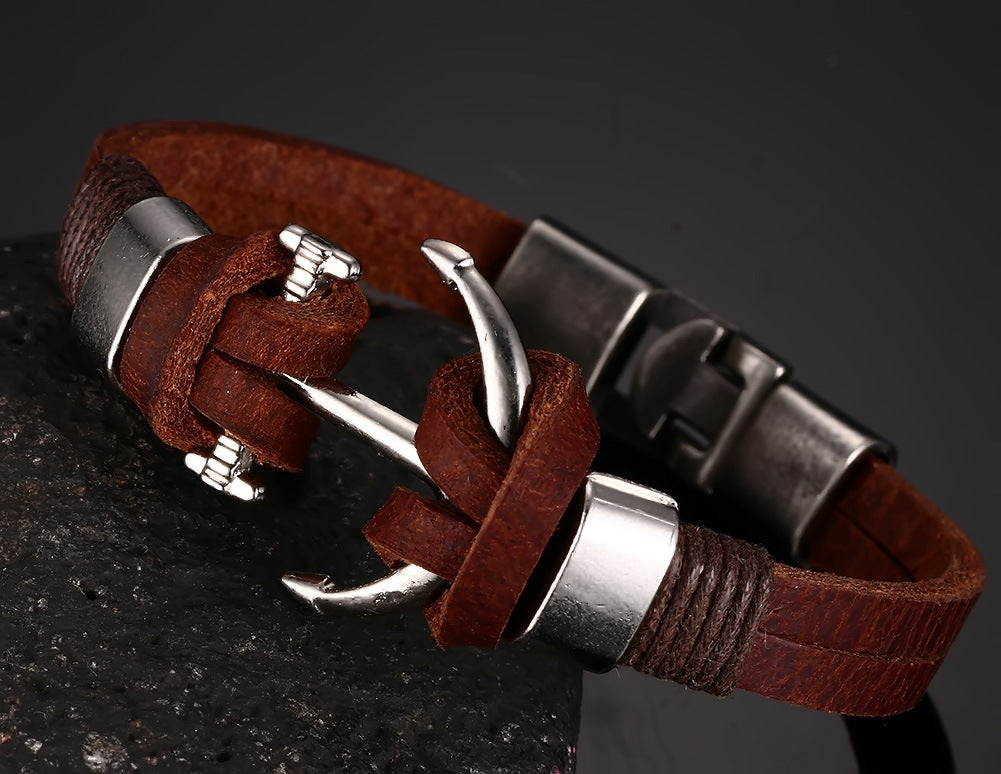 Mens Personalized Leather Bracelet for Guys
