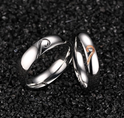 Personalized Matching Hearts Titanium Rings Set for 2