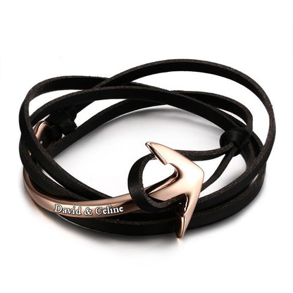 Promise Anchor Guys Wrap Leather Bracelet