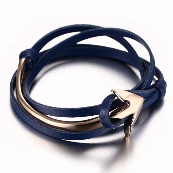 Promise Anchor Guys Wrap Leather Bracelet