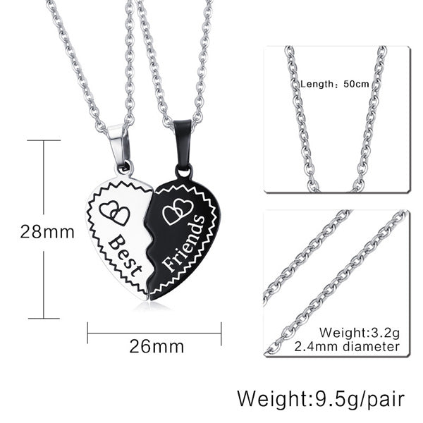 Half Hearts BFF Pendants Necklaces Birthday Gift