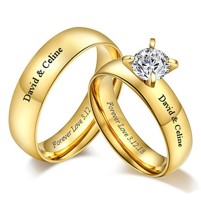 Engraved Matching Wedding Rings for Couples