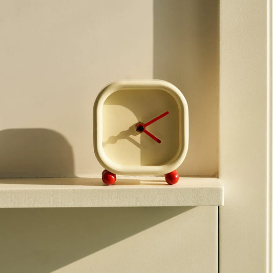 Minimalist Square Table Clock – Solid Wood, Silent (12–15 cm)