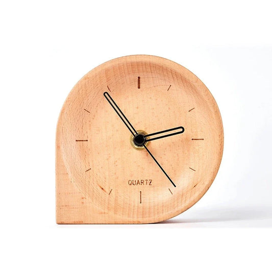 Solid Wood Bedside Desk Clock – Silent Minimalist (11.5×11.5×4.5 cm)