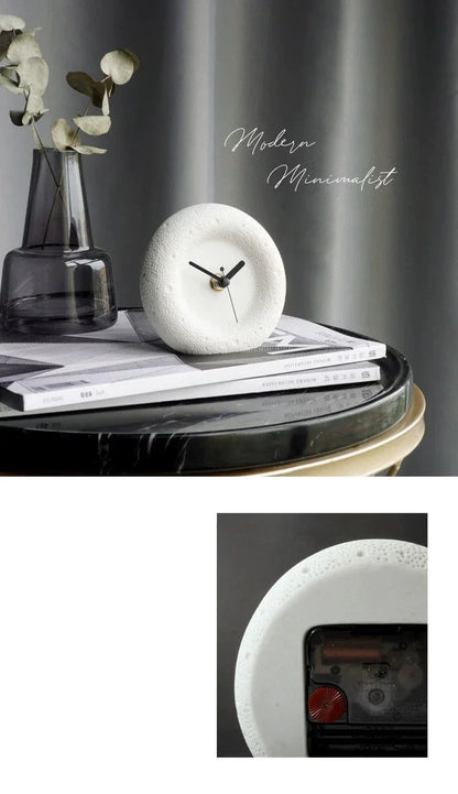 Nordic Sandstone Desk Clock – Silent, Minimalist (12×12×4 cm)