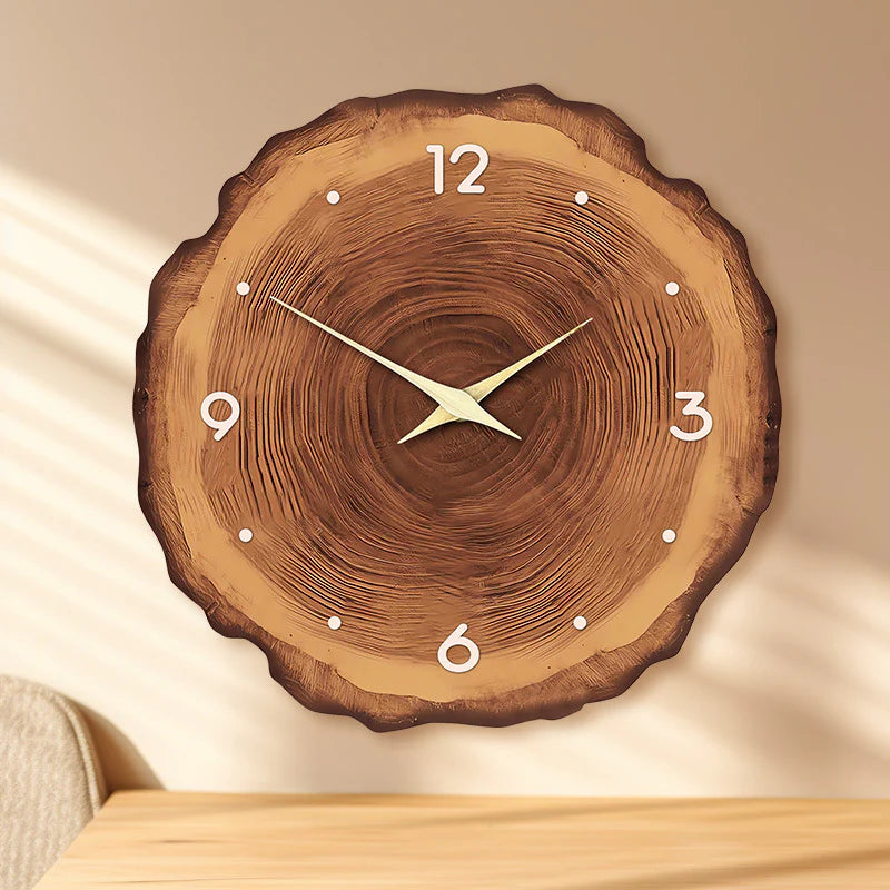 Wooden Style Silent Wall Clock — 12" Tree-Ring Look (MDF)
